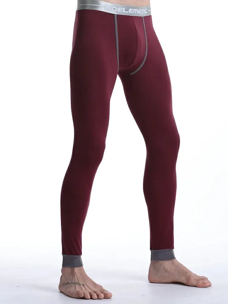 Aidase Mens Long Johns Underwear Solid Color Male Leggings Hombre Sexy Thermal Underpants Cotton Elasticity Tight Thermal Underwear