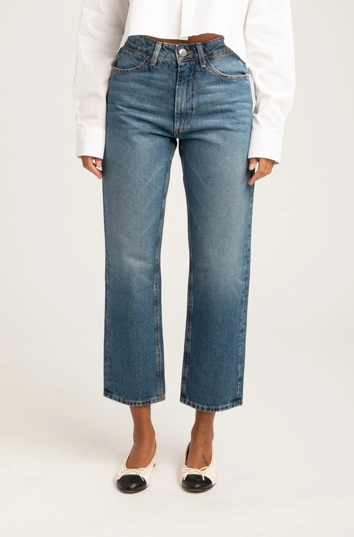 Gainsbourg Cropped Straight Leg Denim Reflective Accent Trim