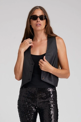 Elegant Look Black Leather Vest