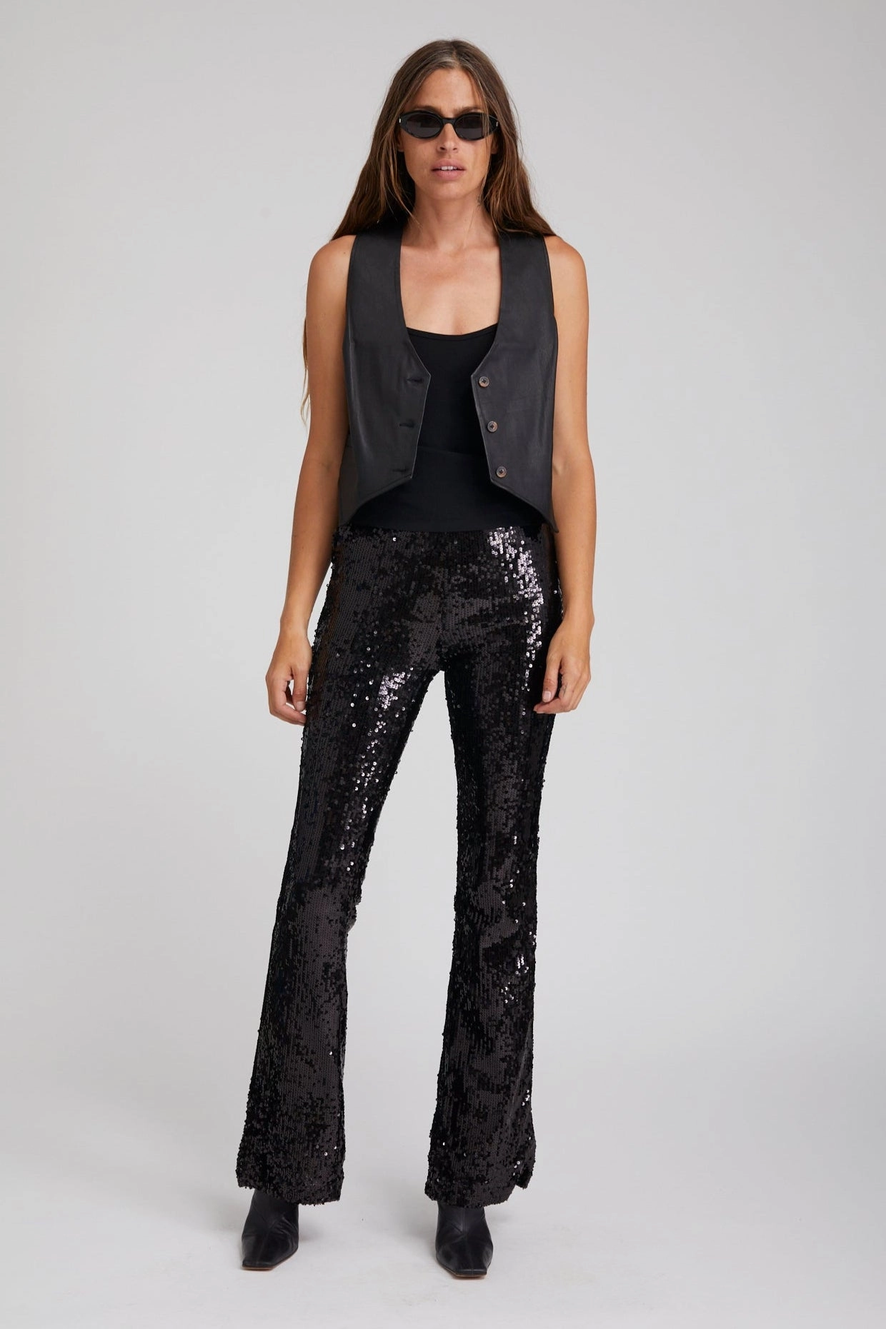 Black Leather Vest UV Protection Enhanced