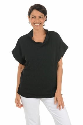 Moisture Wicking Material Colorfast Dye Method Airflow Cowl Neck Blouse