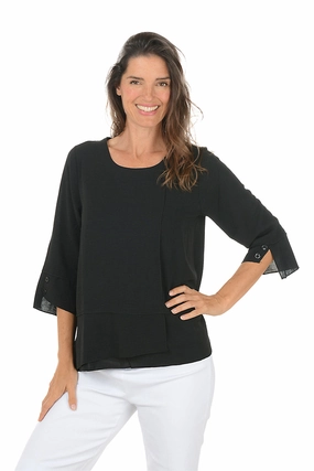 Sweat Absorbing Lining Airflow Layered Asymmetrical Blouse