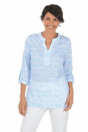 Soundwaves Knotted Sleeve Top LowMaintenanceFabric Reinforced Stress Points