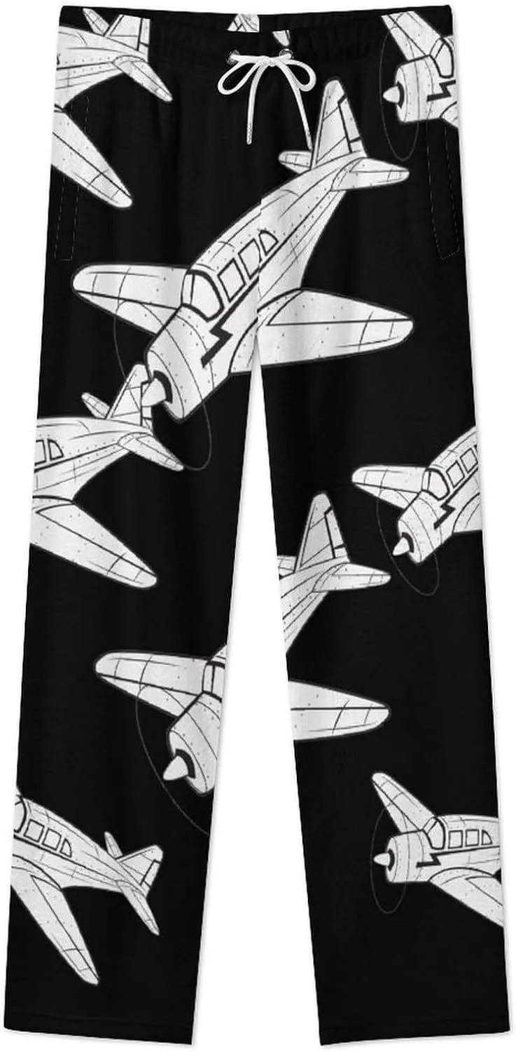 Airplane Women's Flannel Pajama Pants Fleece Lounge Sleep Bottoms PJ