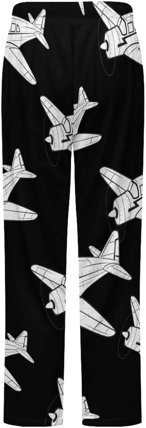 Airplane Women's Flannel Pajama Pants Fleece Lounge Sleep Bottoms PJ