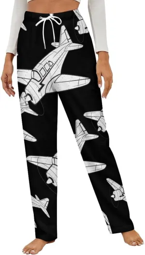 Airplane Women's Flannel Pajama Pants Fleece Lounge Sleep Bottoms PJ