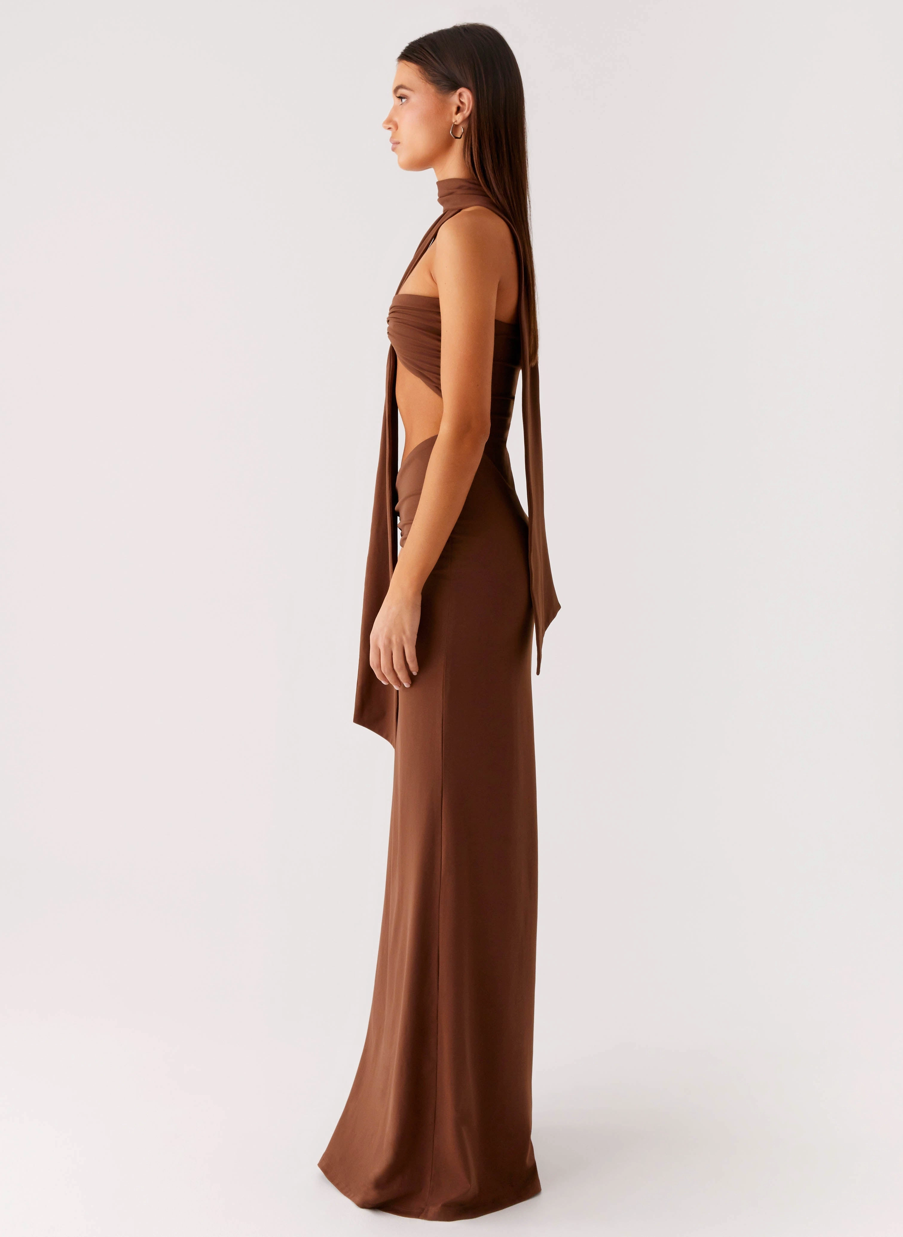 Visual Balance Refined Stitch Olive Bloom Maxi Dress - Chocolate
