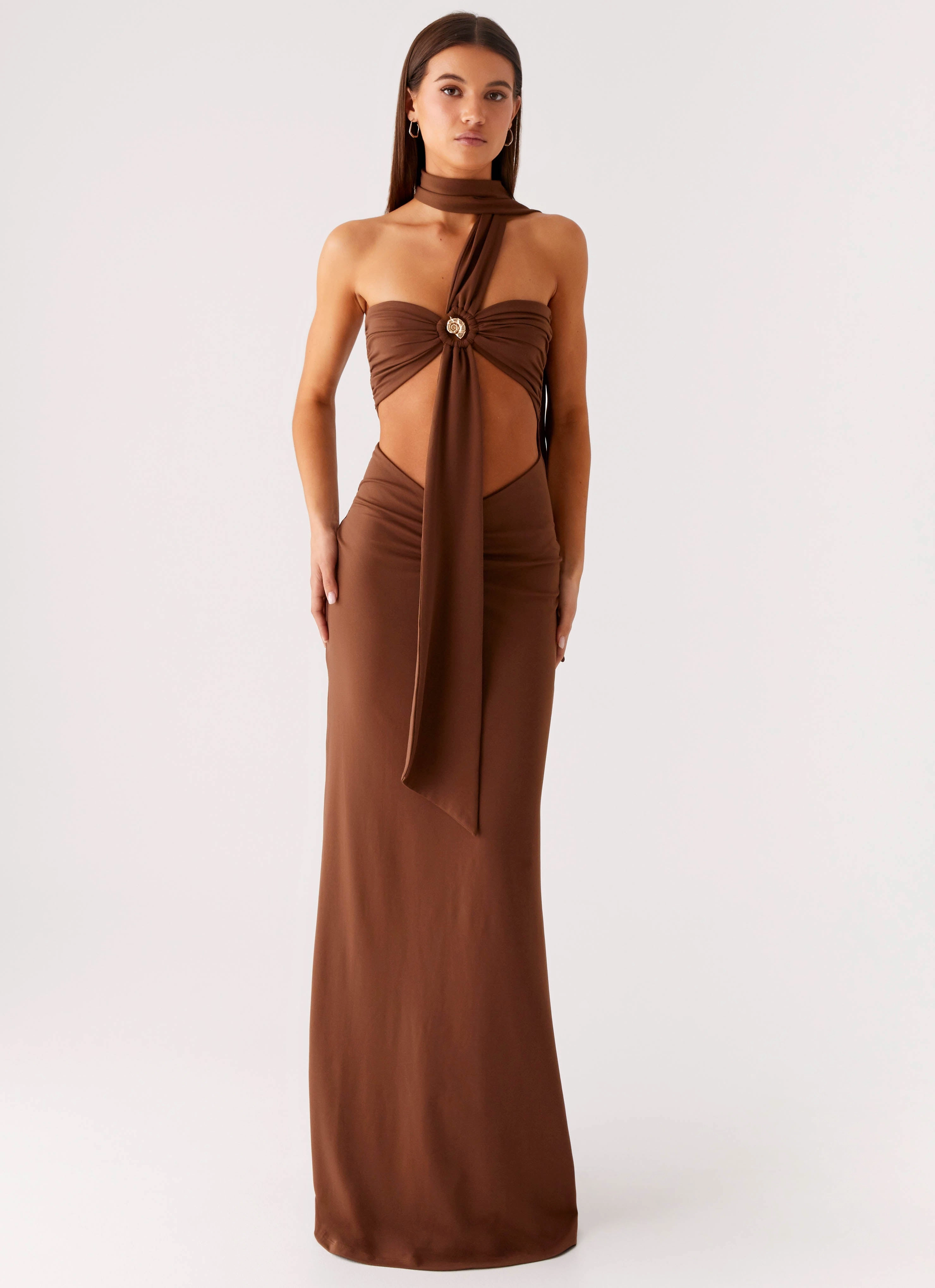 Floral design Olive Bloom Maxi Dress - Chocolate