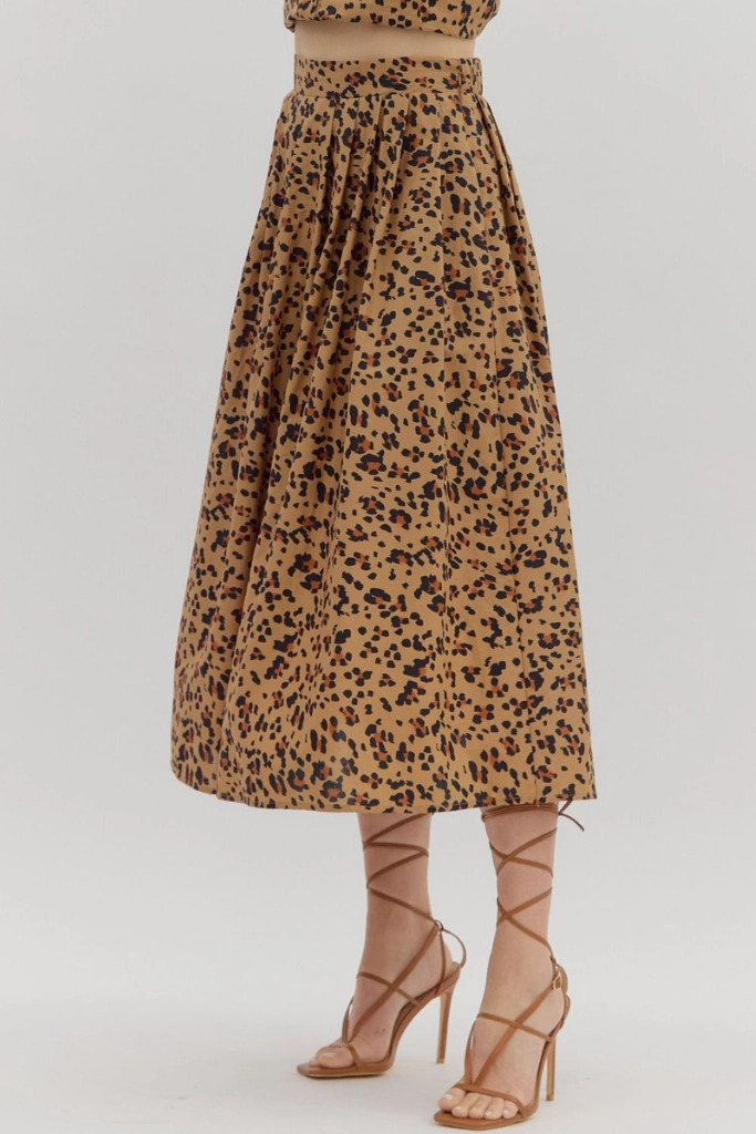 Soft Motion Mix Culture Dawn Leopard Print Midi Skirt