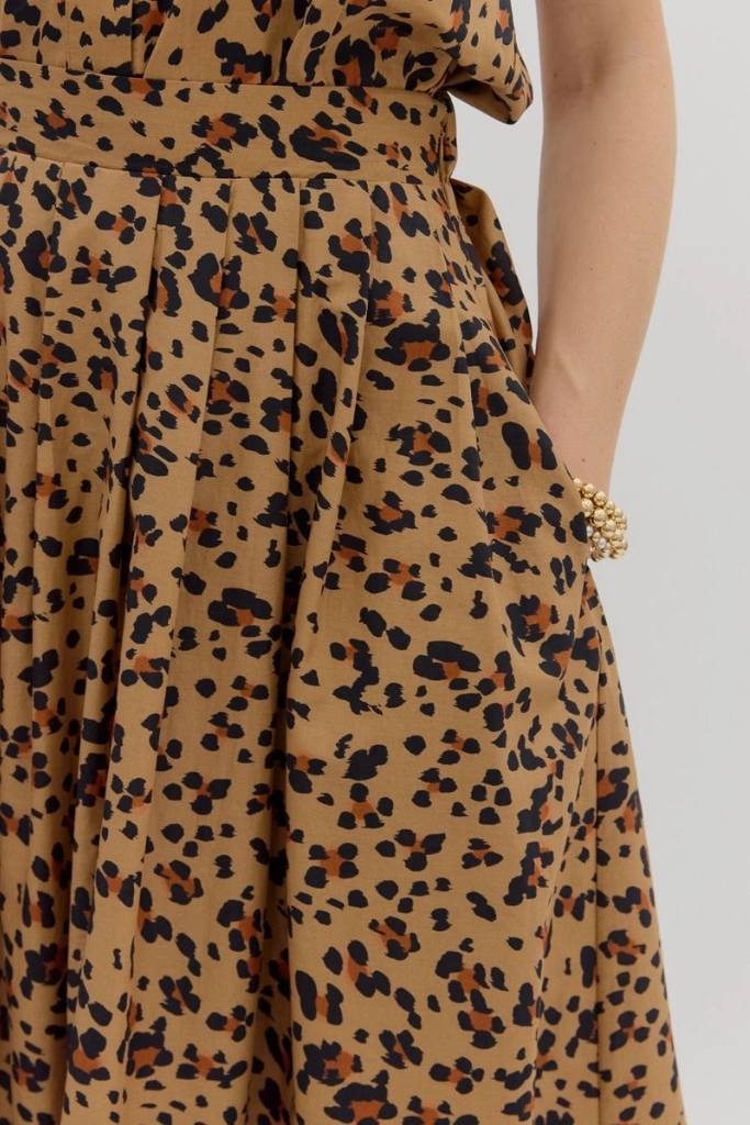 Dawn Leopard Print Midi Skirt Editorial Look Flexible Motion