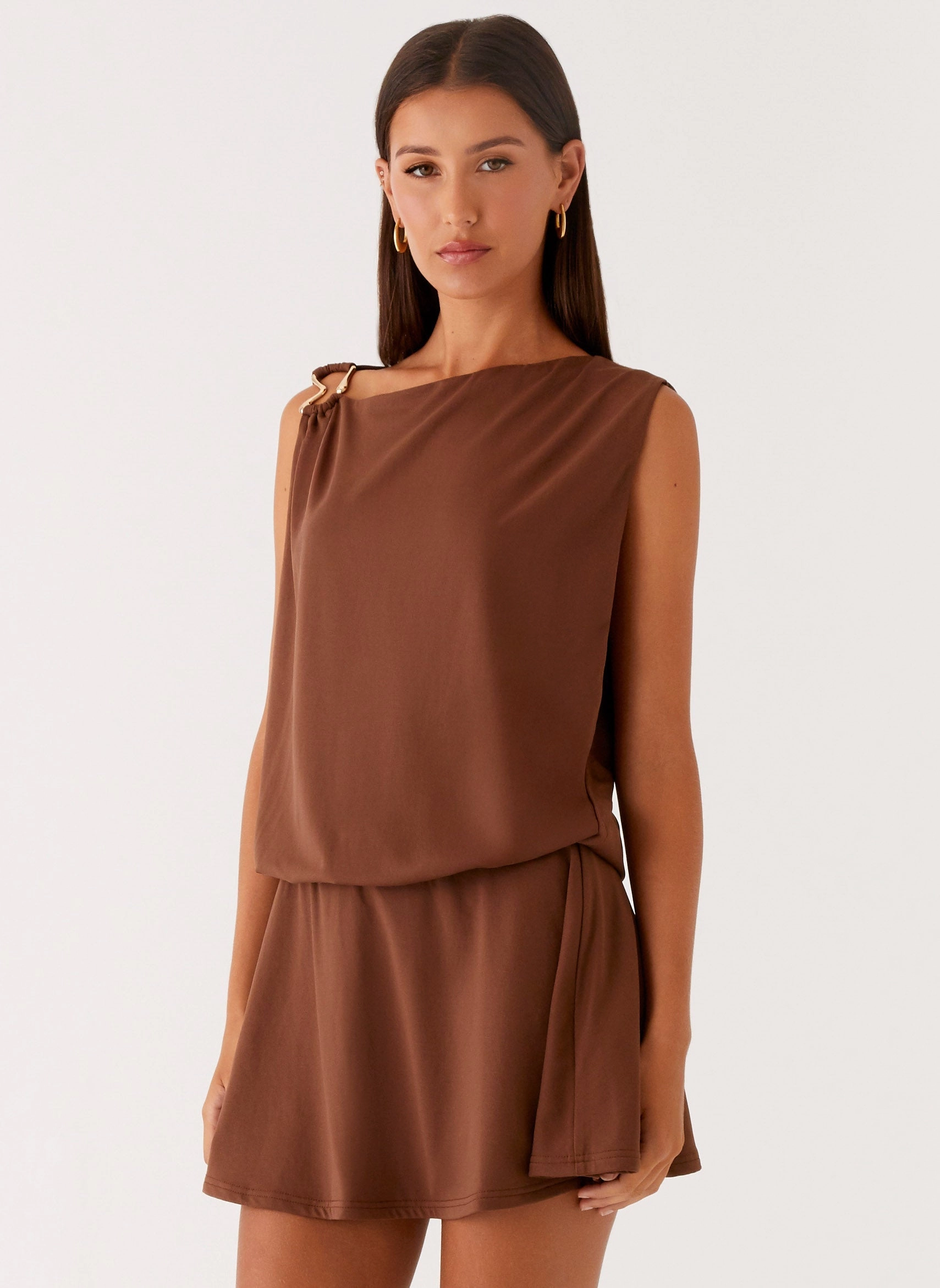 City Bright Ala Mini Dress - Chocolate