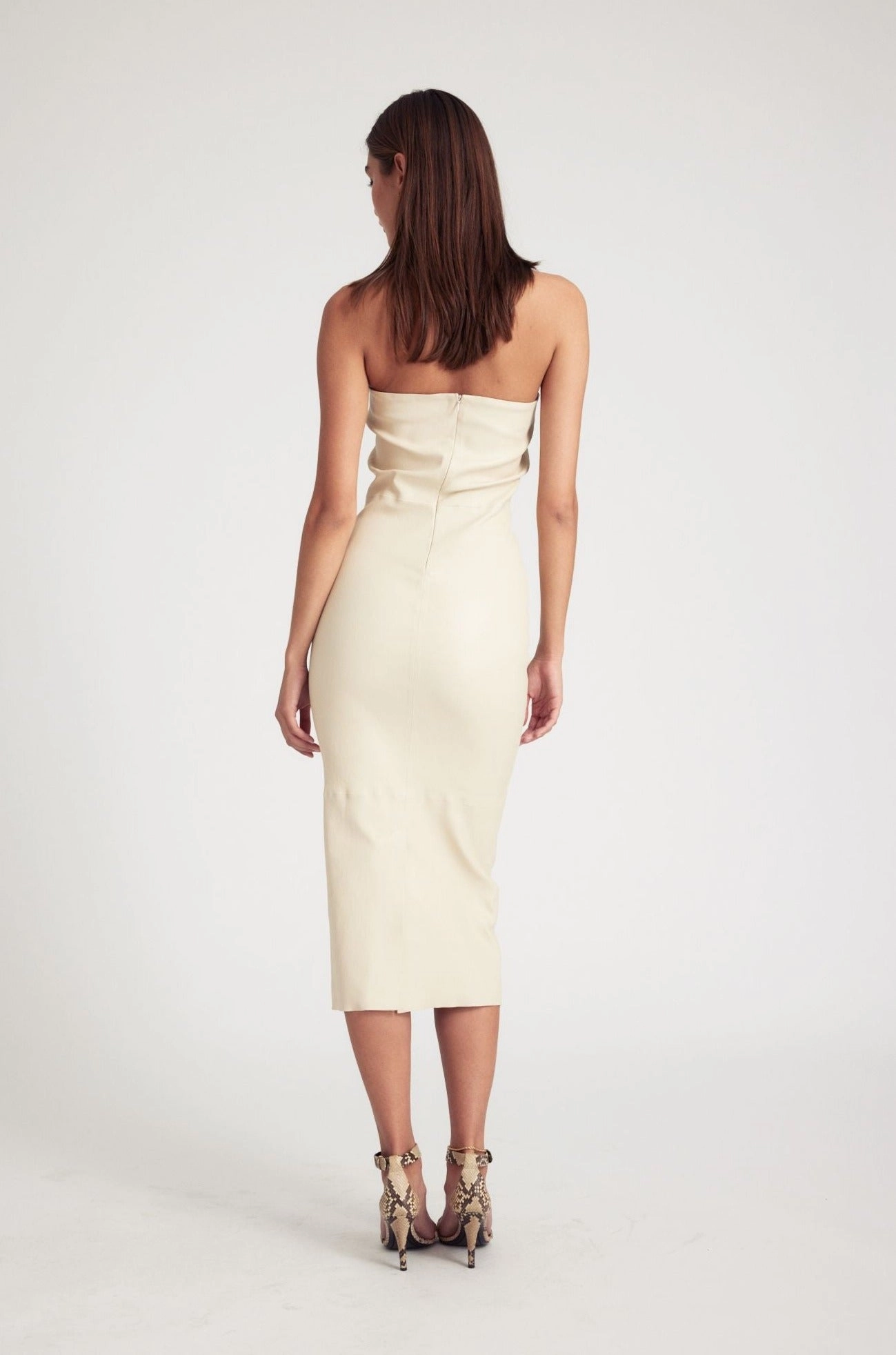 Warm-Layer Alabaster Leather Tube Dress