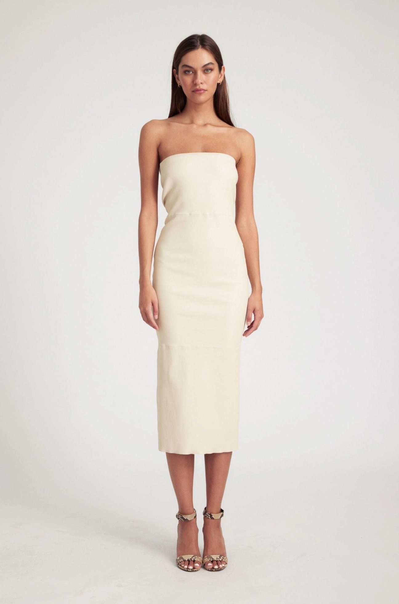 Alabaster Leather Tube Dress Fitted Neat