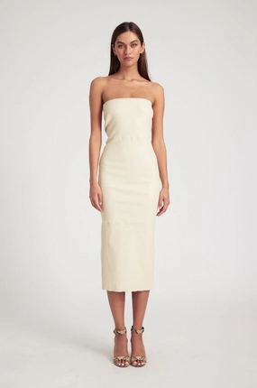 Alabaster Leather Tube Dress Fitted Neat