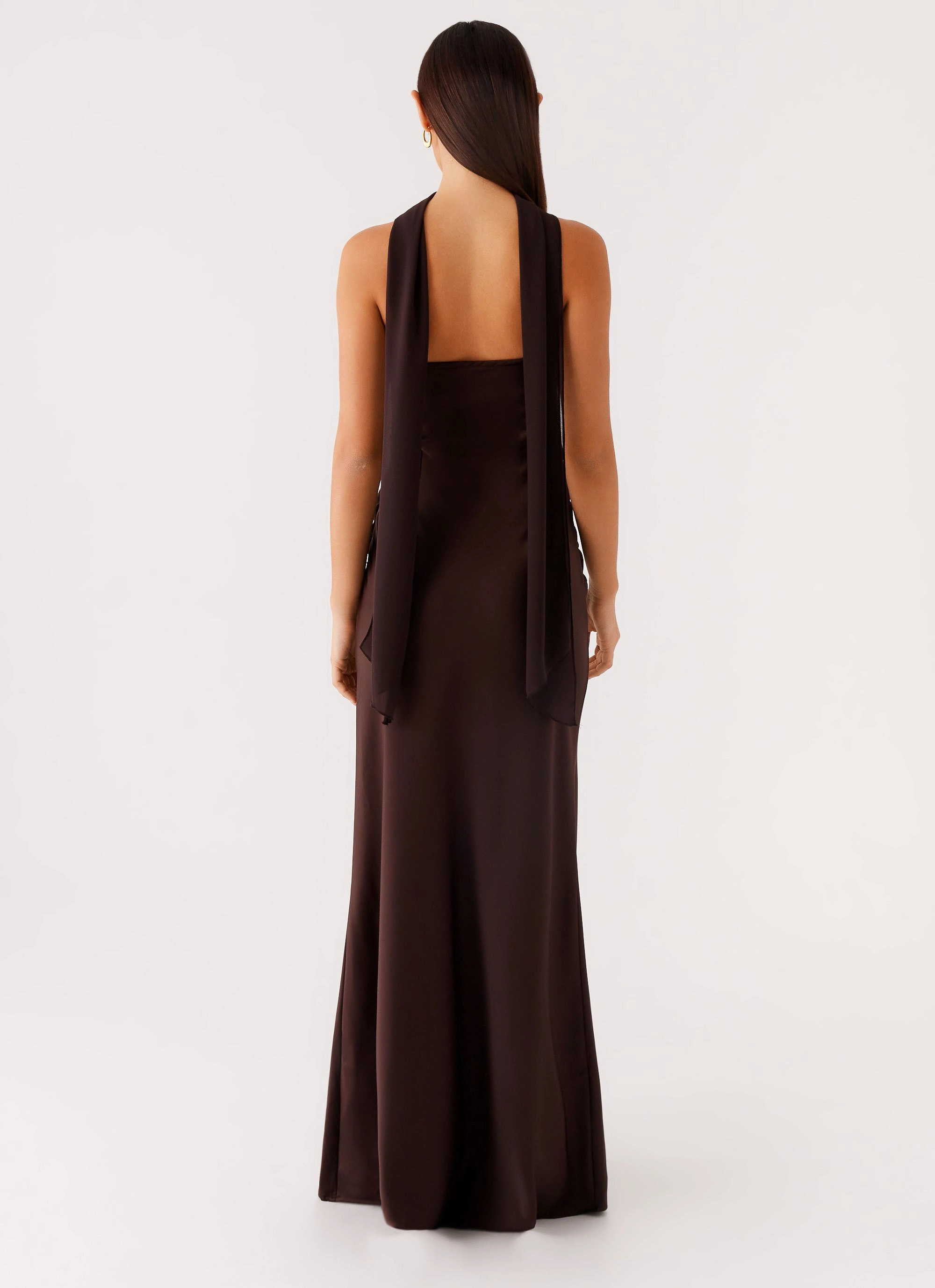 Alaine Scarf Maxi Dress - Dark Chocolate Sunset Hour