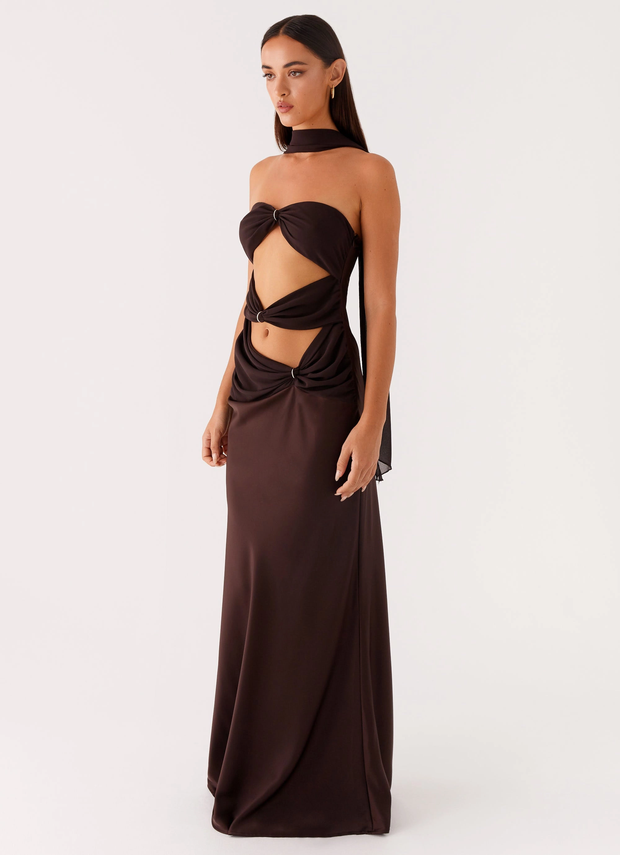 Clean Outfit Alaine Scarf Maxi Dress - Dark Chocolate