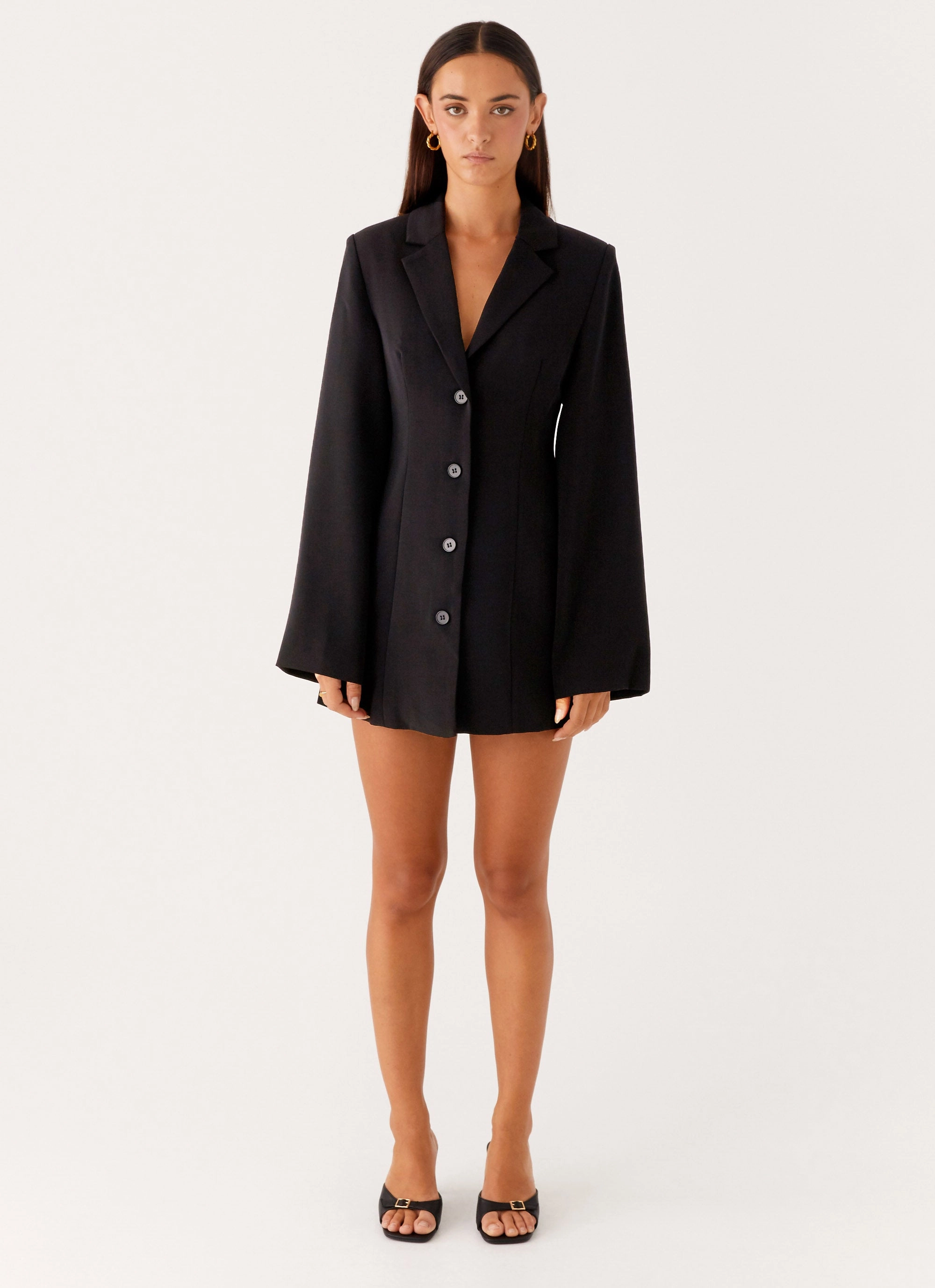 Slim Shape Albi Fitted Blazer Mini Dress - Black