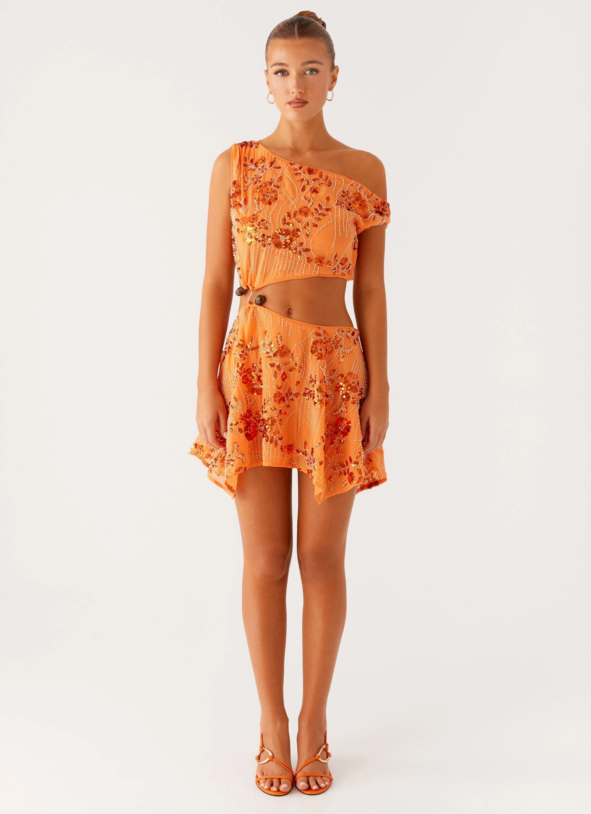 Aletta Sequin Mini Dress - Orange Tailored Comfort