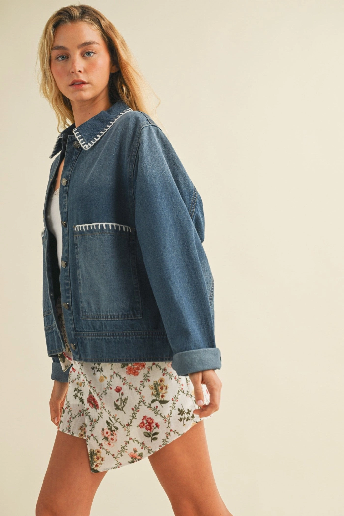 Holiday Vibes Work Ready Core Look ALEX COLLARED DENIM JACKET