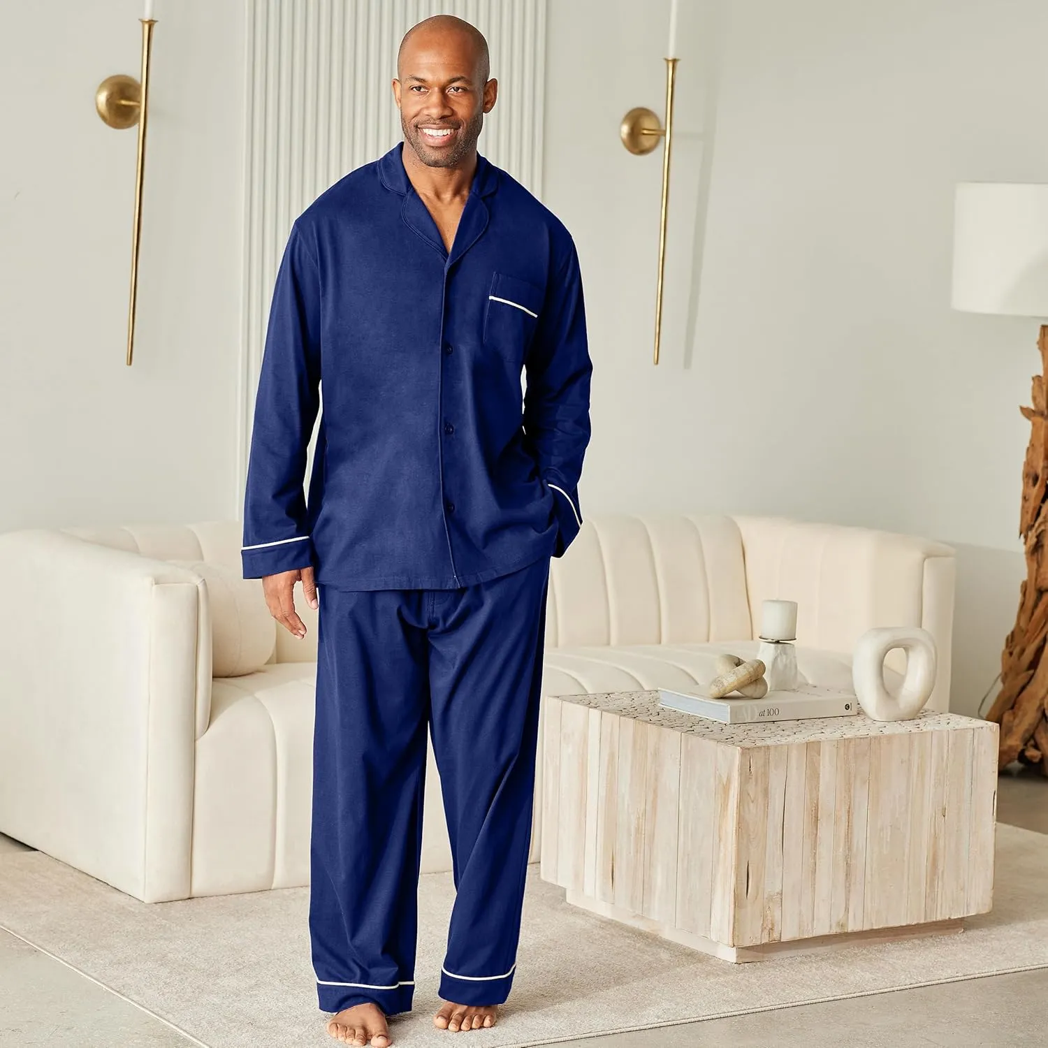 Alexander Del Rossa Cotton Pajamas for Men Set, Knit PJ Mens Pajamas Set, Pijamas Para Hombres de Algodon