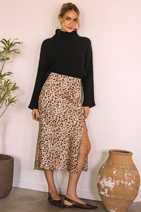 ALEXIA LEOPARD MIDI SKIRT Hypoallergenic fabric Ombre effect