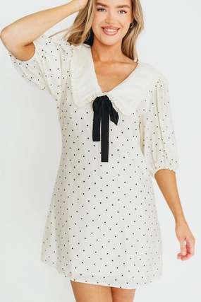 Church Scene Alice Polka Dot Mini Dress in Cream/Black *Final-Sale*