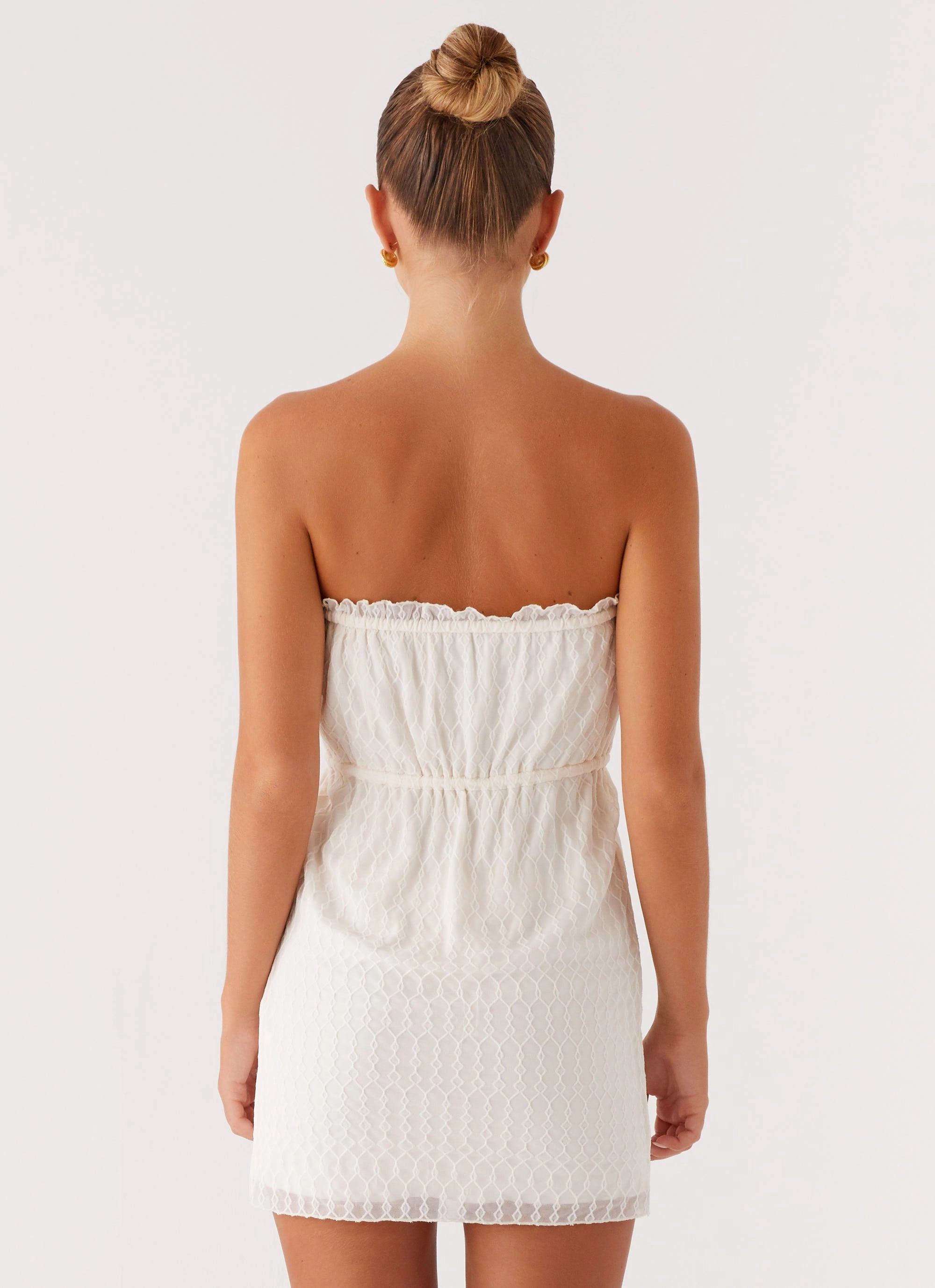 Beaded-Sleeve Alina Mini Dress - Ivory