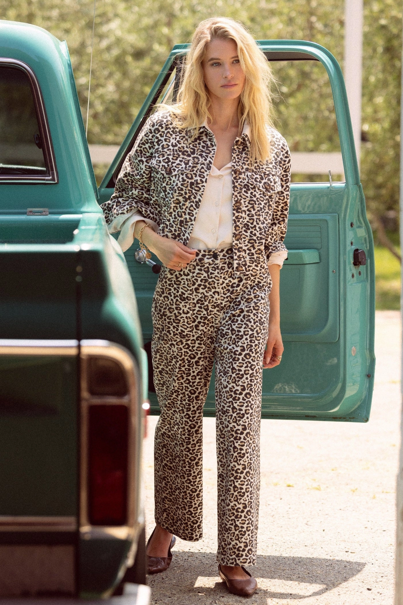 Tough Build Wrinkle-Resistant GABRIELLA WASHED LEOPARD PRINT PANTS