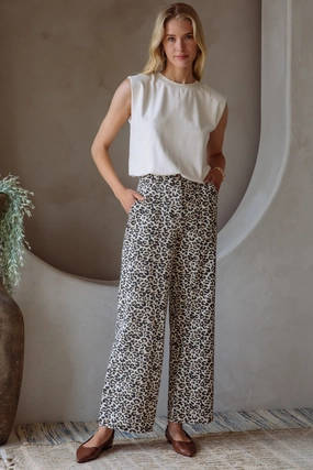 Comfortable Movement Breathable activewear GABRIELLA WASHED LEOPARD PRINT PANTS