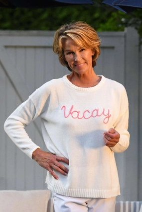 Vacay Sweater / White Coral Layered Look DurableWeave
