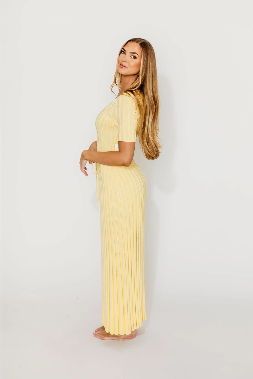 Oakley Ribbed Maxi Dress in Light Yellow - Bump Friendly *Final-Sale* Modern Appearance