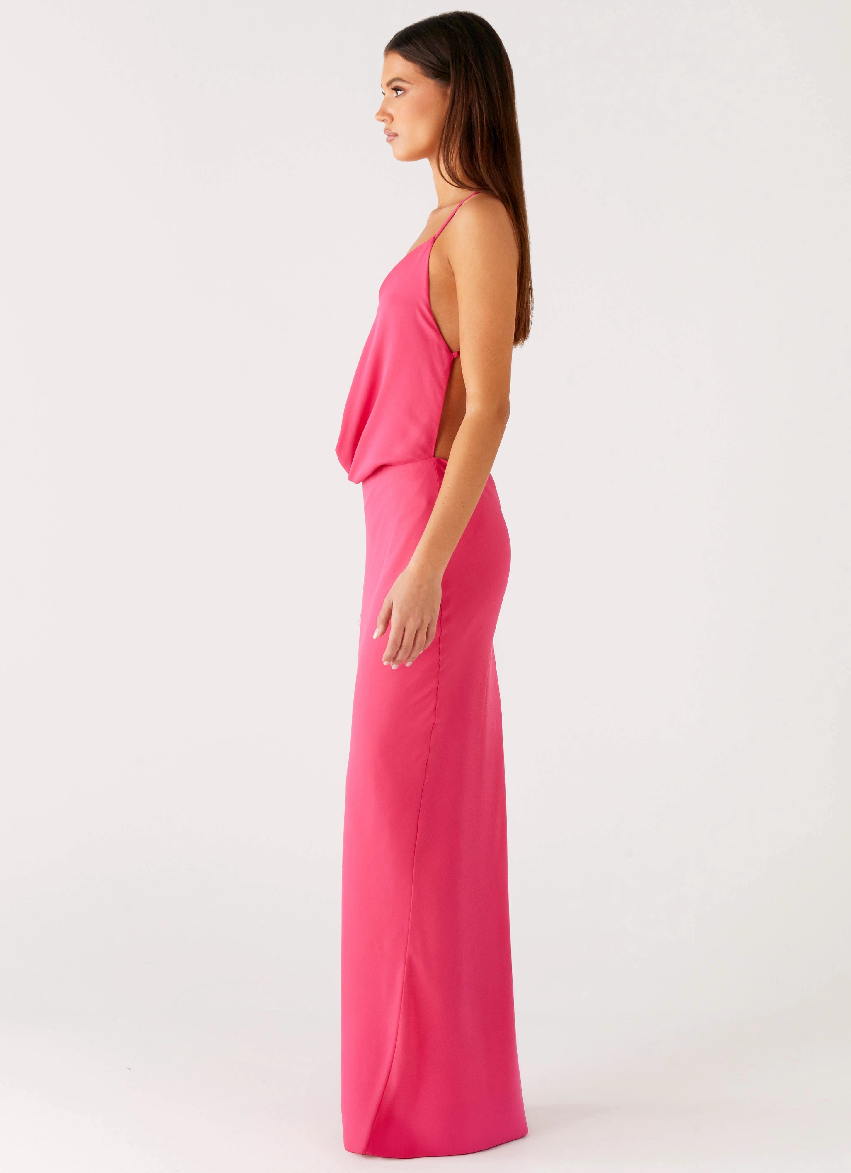 Youthful Look Pure Heart Cowl Maxi Dress - Fuchsia