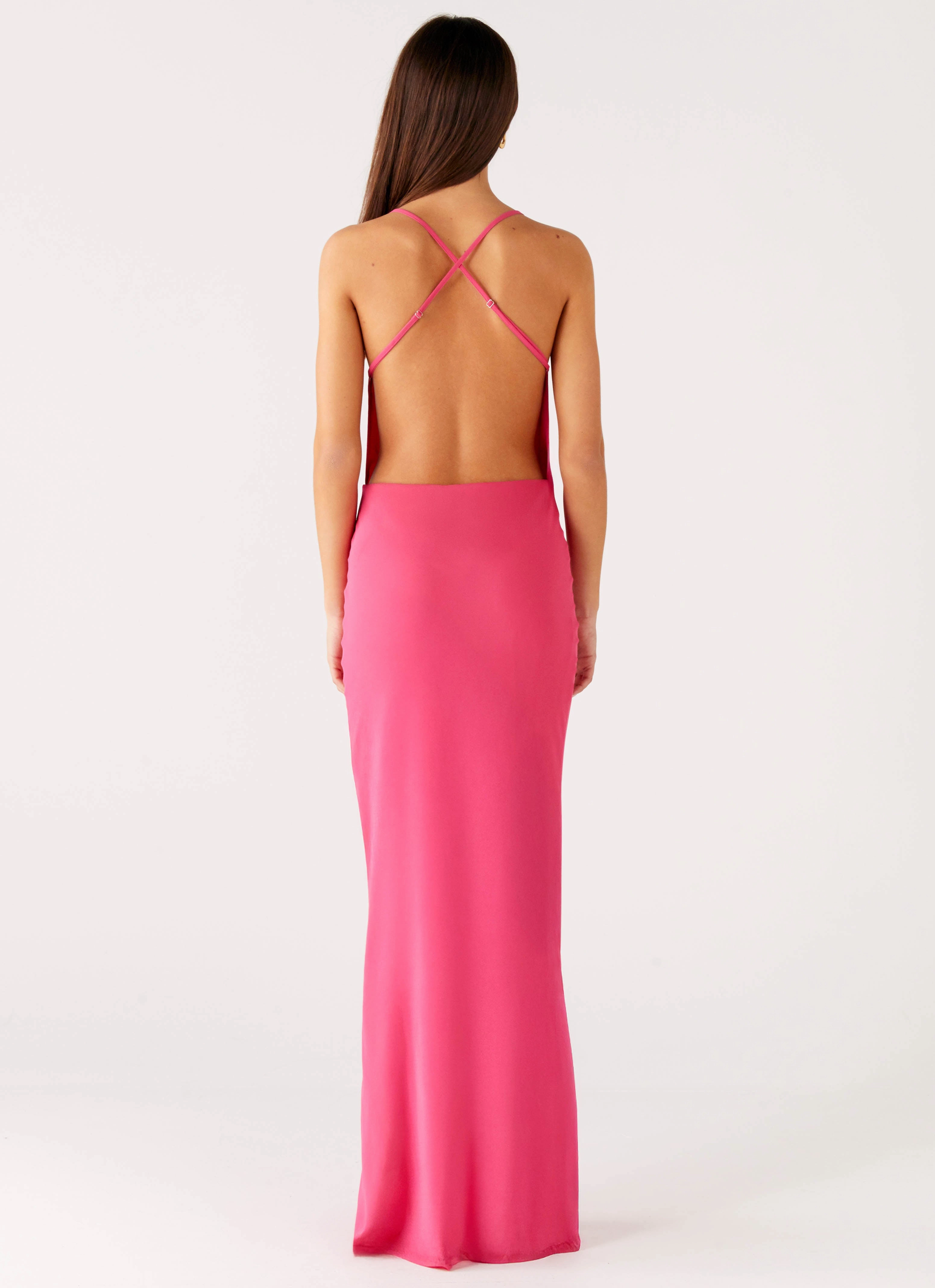 Pure Heart Cowl Maxi Dress - Fuchsia Pure Color Statement Mood
