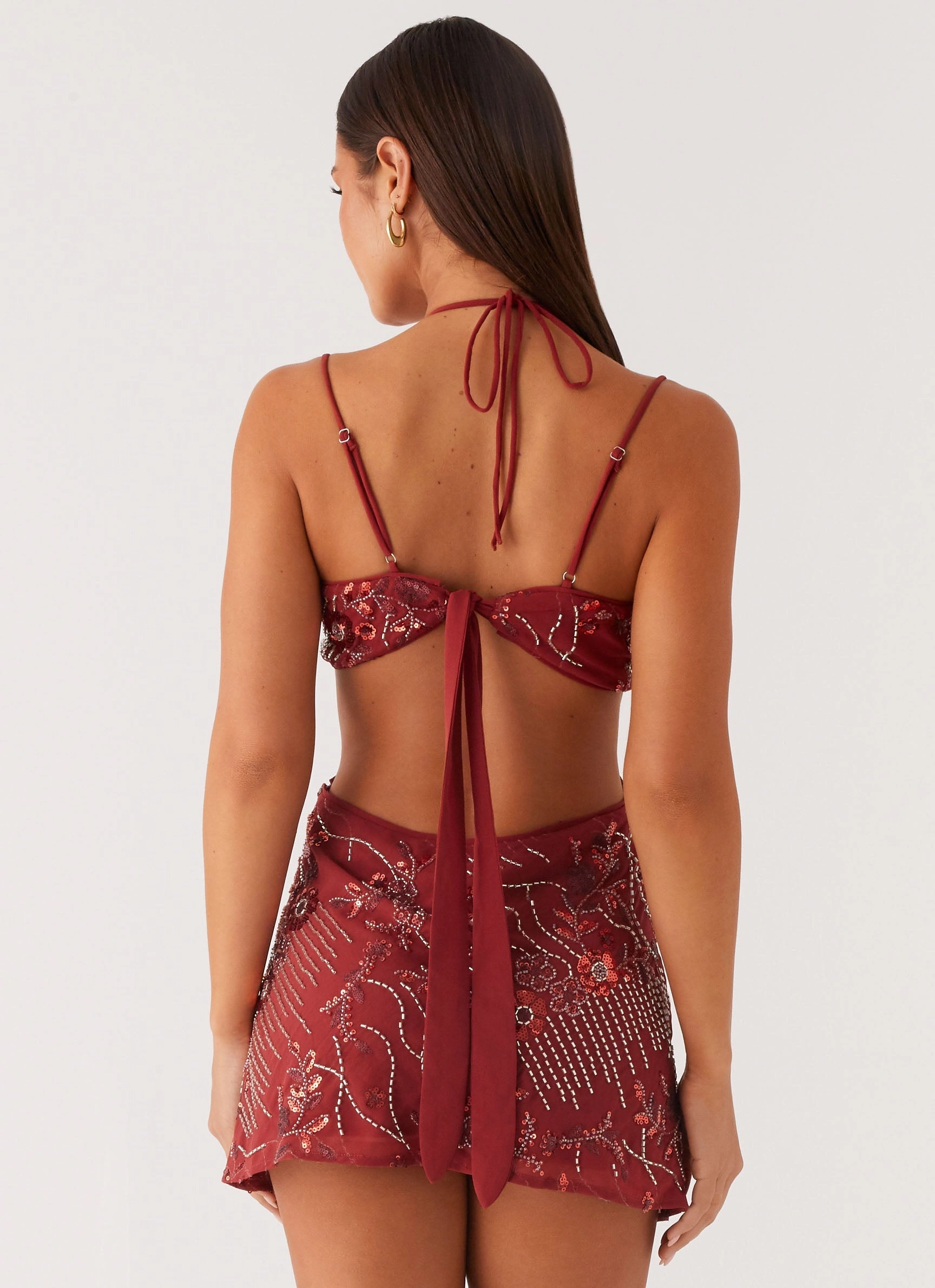 relaxed shape Free Shape Sahara Nights Beaded Mini Dress - Rust
