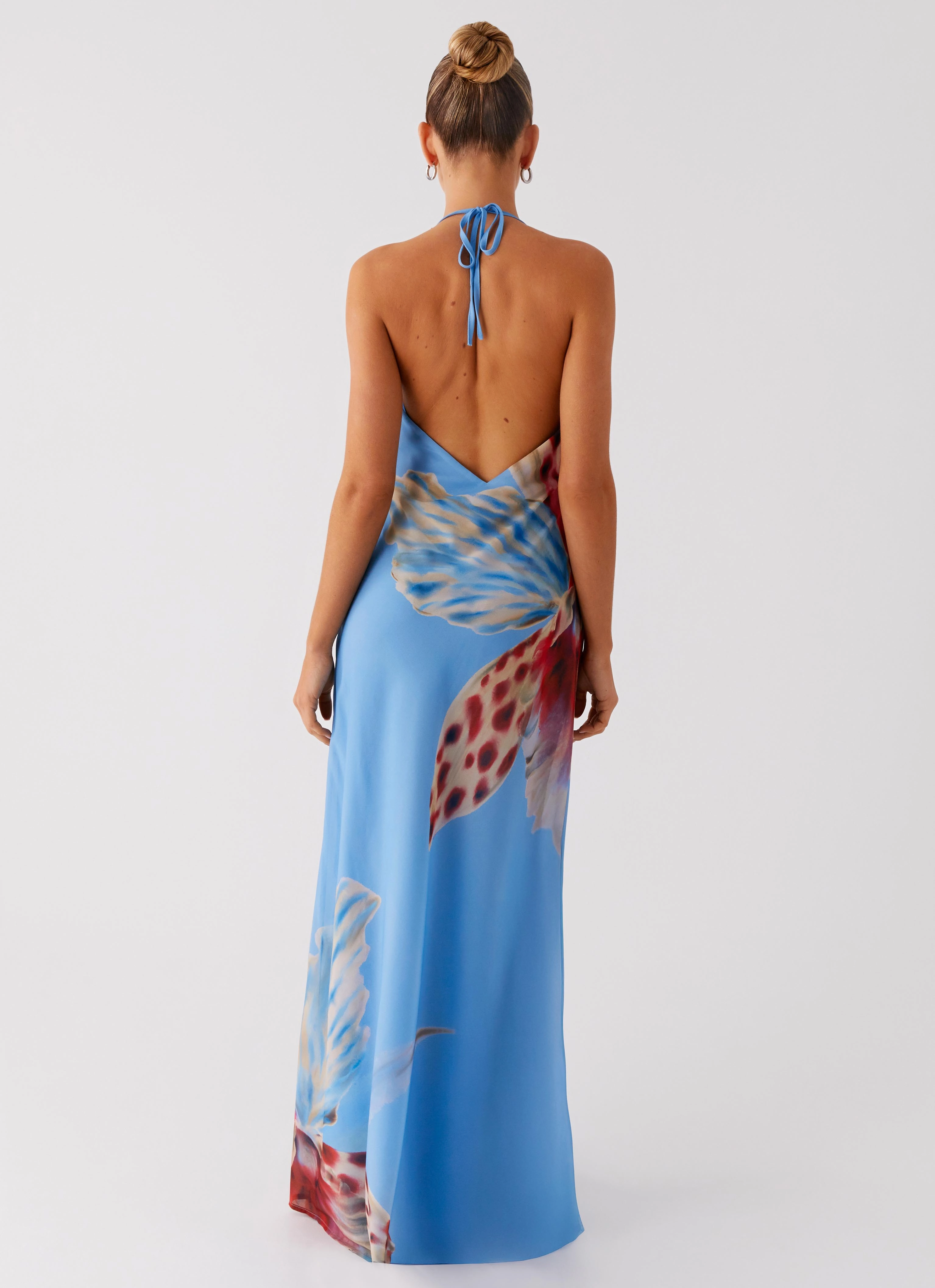 Smooth-Lining Refined Presence Stars Align Cowl Maxi Dress - Deep Sea Bloom