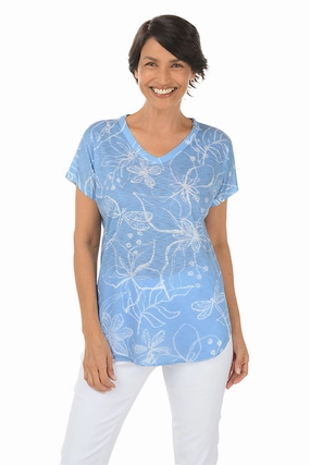 Darling Short Sleeve Slub Knit Top Garment Washed RibbedCollar