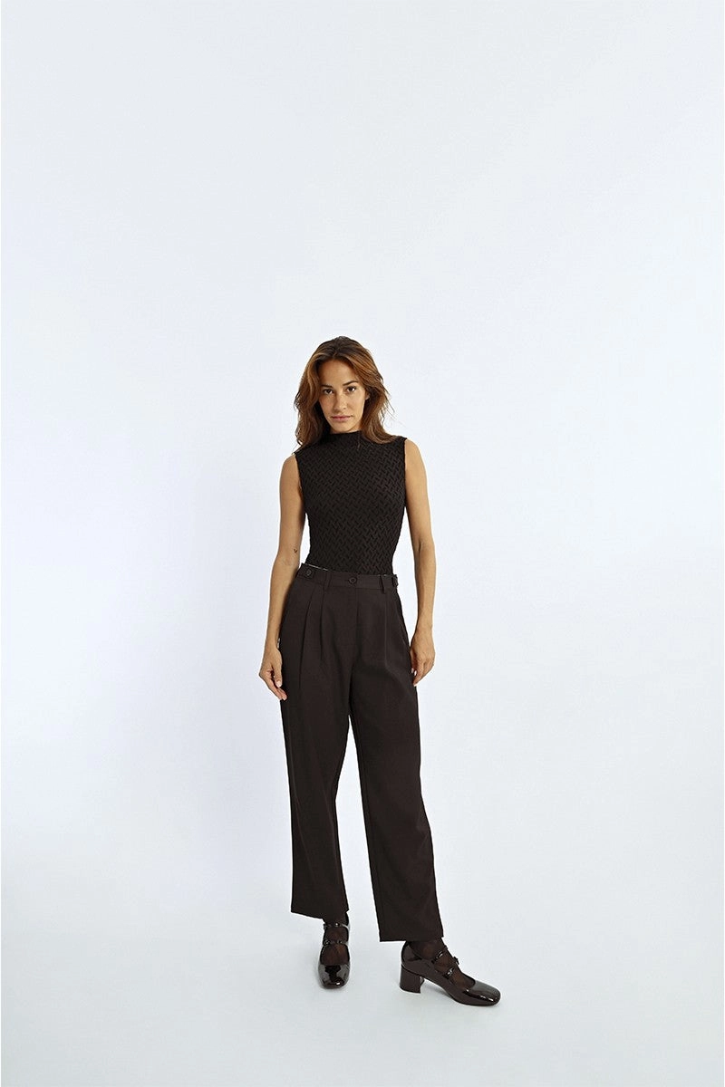 Free Movement Wide Pleated Pants in Black