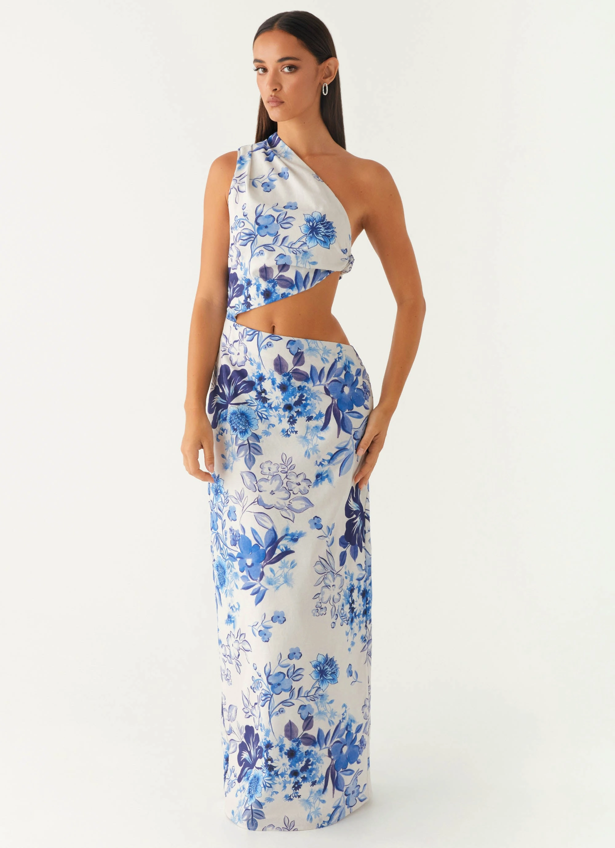 Classic Fit Polished Style All Summer Long Maxi Dress - Serene Sky Floral