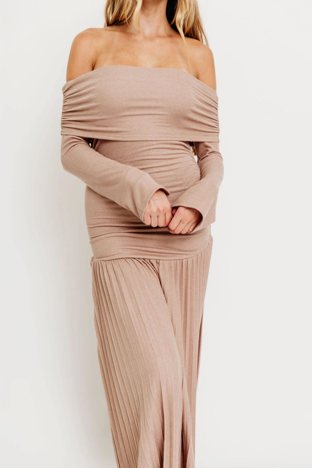 Artistic Vibe Lennox Long Sleeve Maxi Dress in Taupe