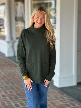 French Dressing Cowl Neck Sweater in Spruce Friction Resistant Edges