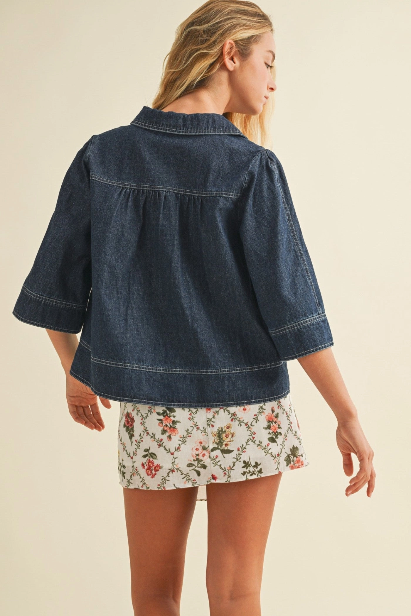ALLIE DENIM SWING TOP Evening Stroll Athlete Fit Fits Everyone