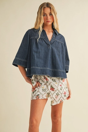 ALLIE DENIM SWING TOP Parent Style Trend Setter