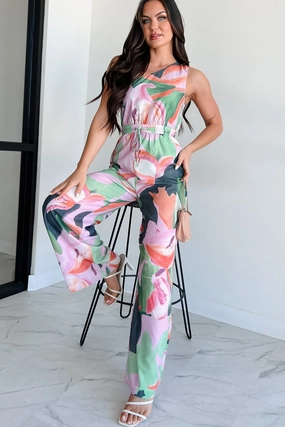 LightweightConstruction Allow Yourself To Grow One Shoulder Jumpsuit (Purple Multi)