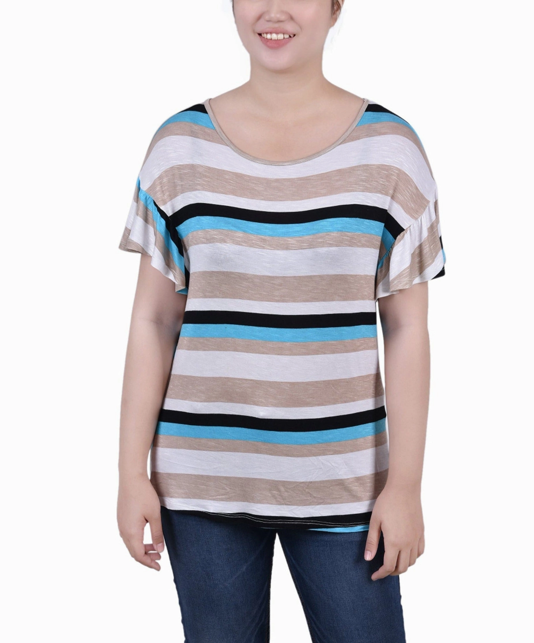 Petite Short Flutter Sleeve Top Quick Release Fasteners EcoFriendly Material