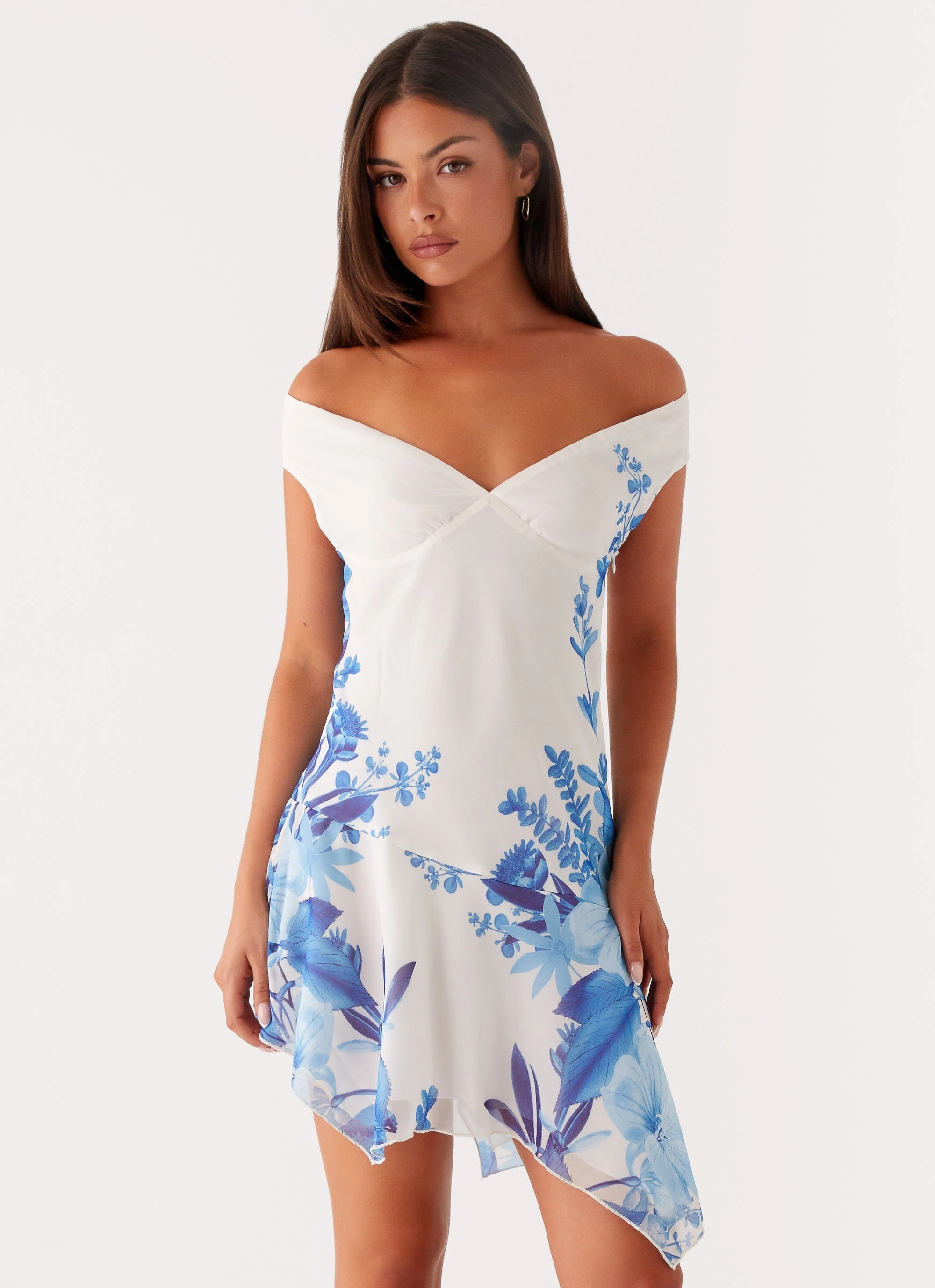 Wedding Style Alma Mini Dress - Blue Floral Print