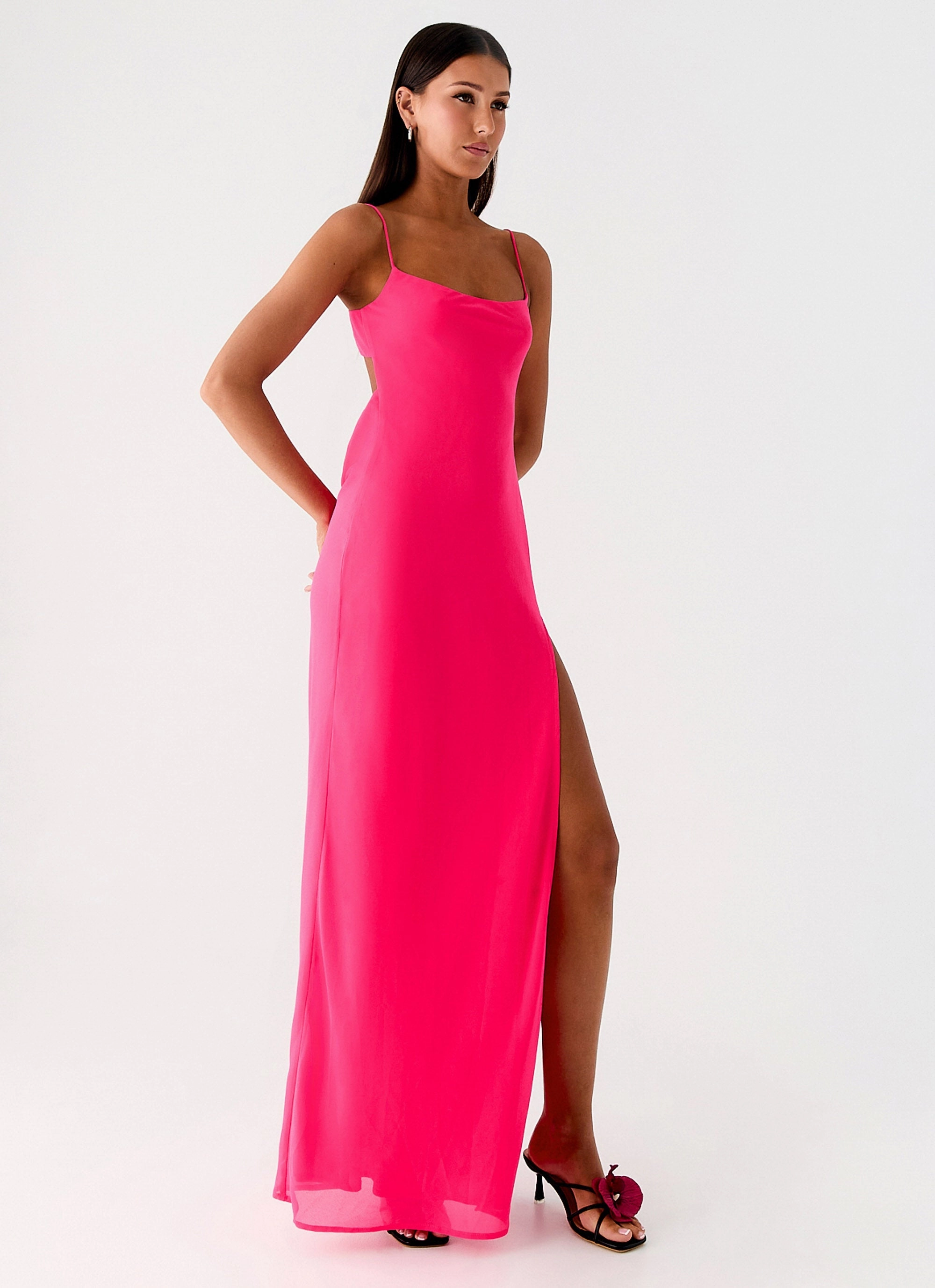 Pure Aesthetic Layered Volume Alouette Maxi Dress - Fuchsia