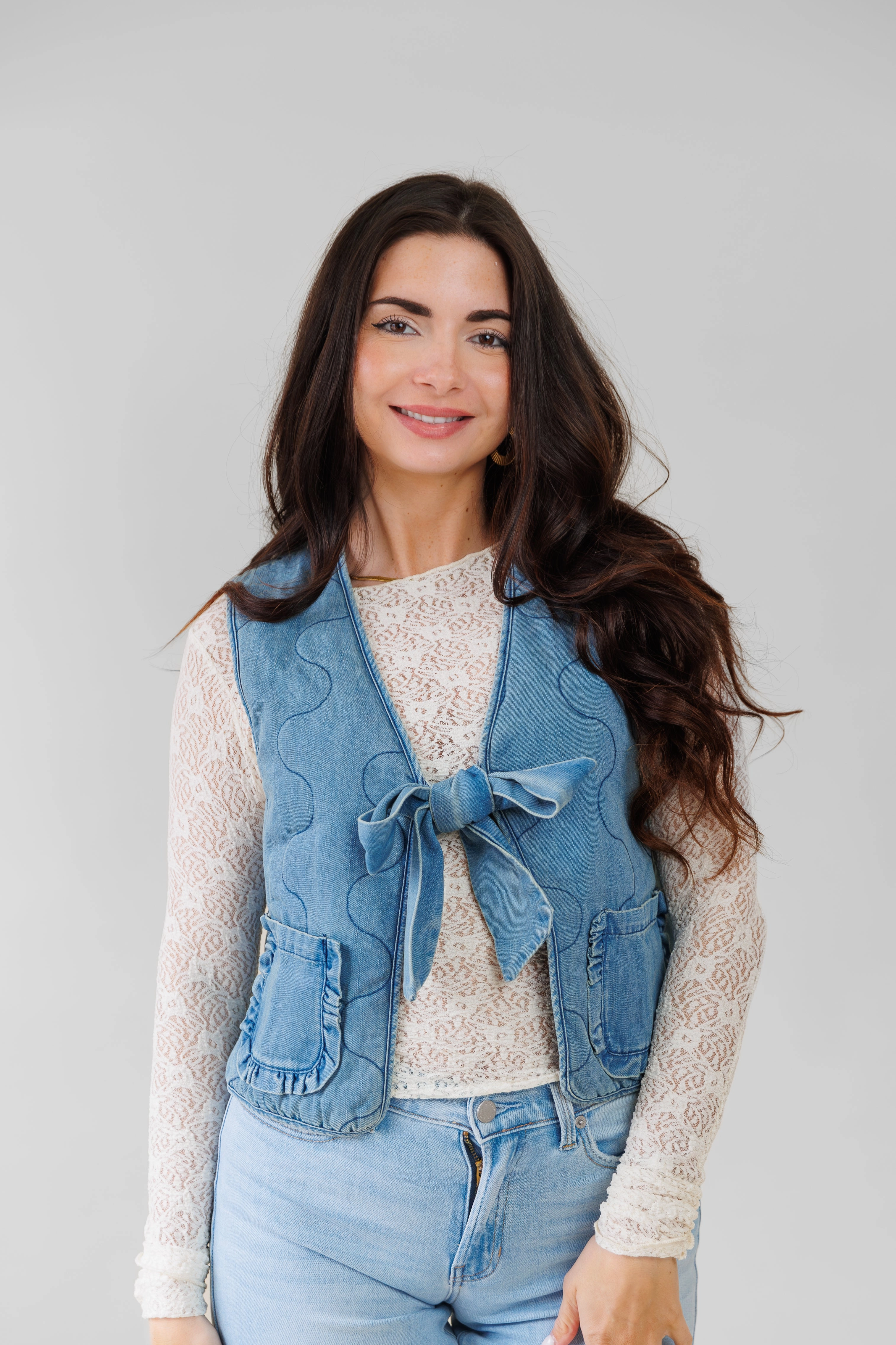 MARGOT DENIM VEST Brunch Outfit Classic Wear Luxury Pre Shrunk Material