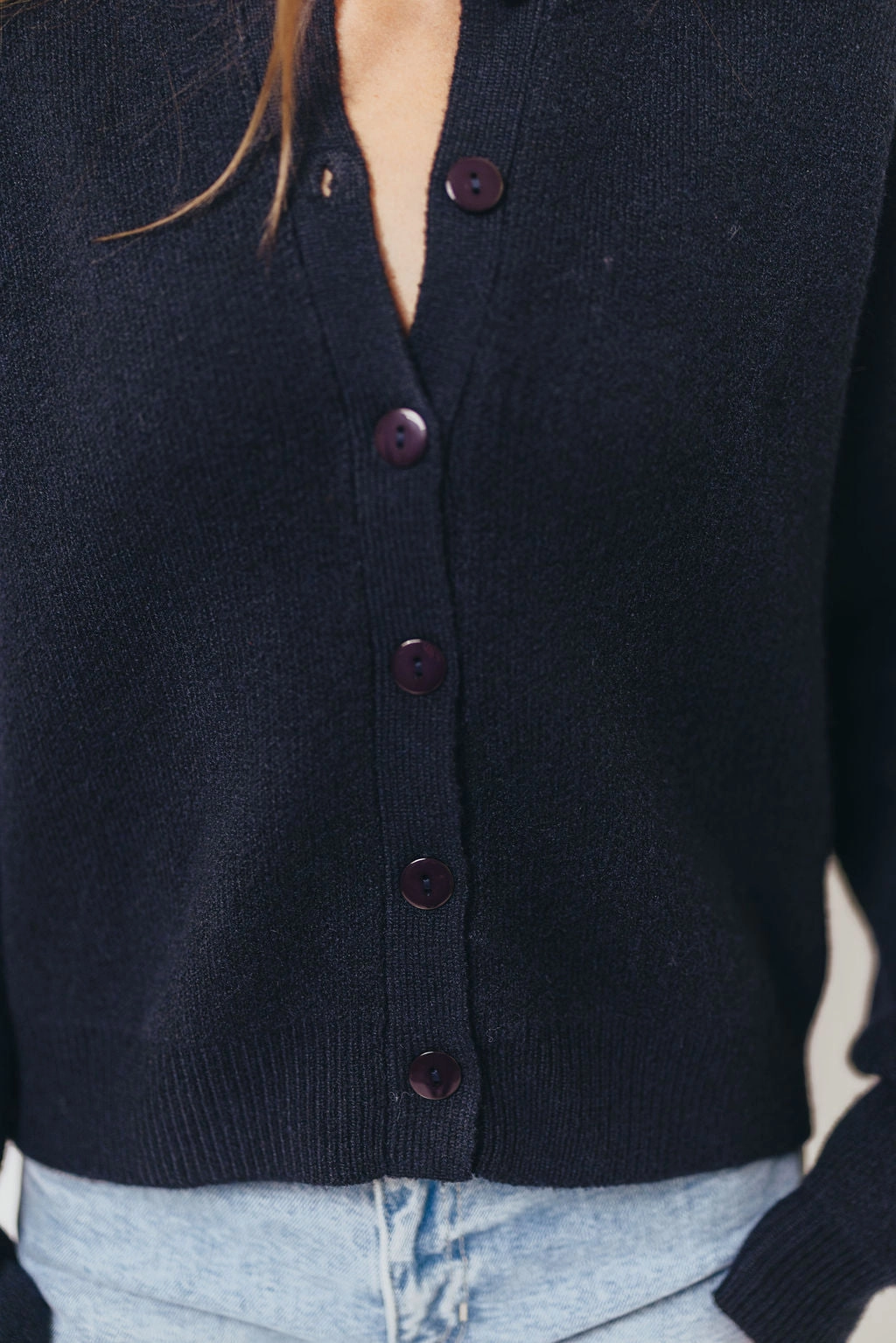 Alyssa Cardigan in Navy OdorResistant Treatment