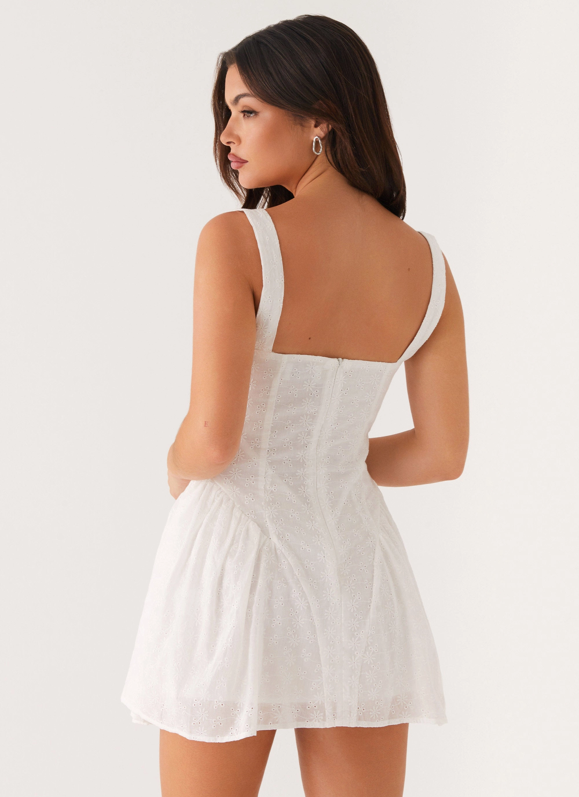 Pure Elegance Sheer Element Alyssa Mini Dress - White