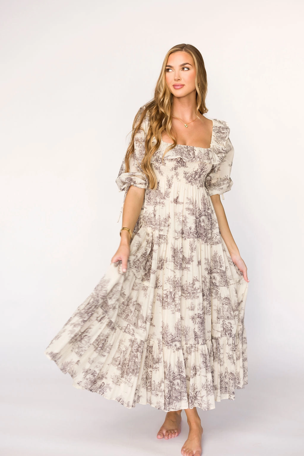 Amali Dress in Ivory - 100% Cotton & Bump Friendly Tailored Layers Casual Look